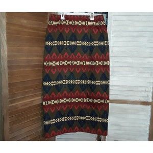 Vintage Midi Skirt Southwestern Pattern Lined North Franklin Street